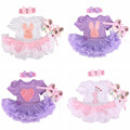 New Newborn Baby Girl Infant Clothing 3pcs Sets 2016 Tutu Romper Dress Jumpsuit Headband Shoes Christmas