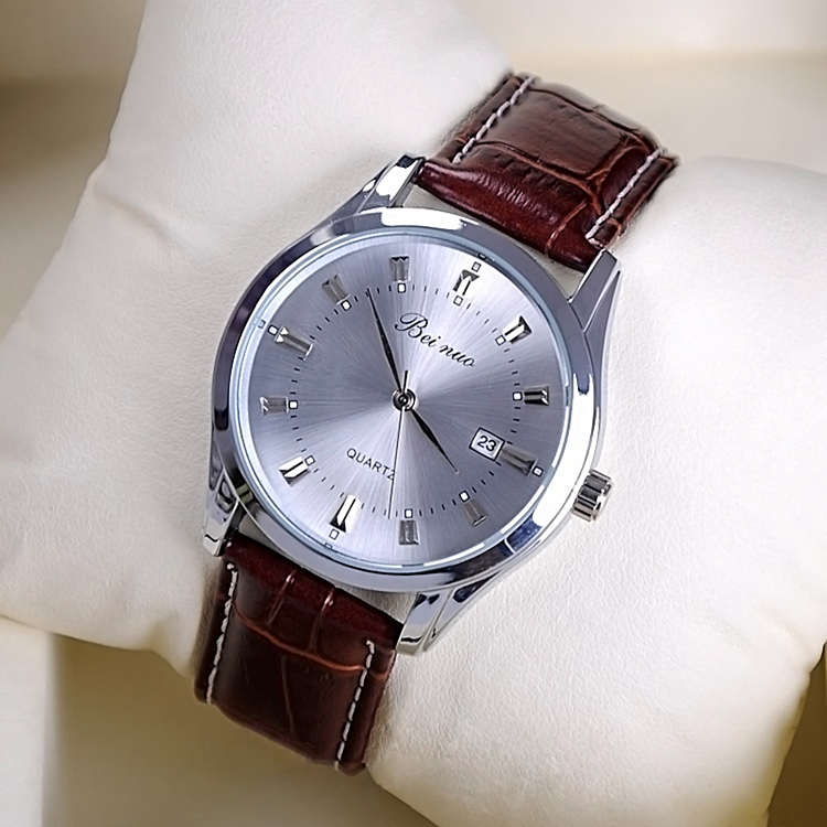 Vintage Stainless Steel Calendar Dial Leather Men s Business Quartz Wrist Watch L05897