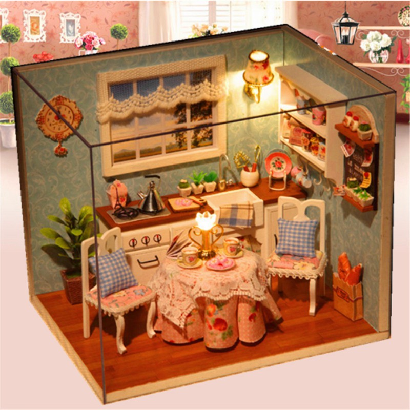 wooden dollhouse kitchen