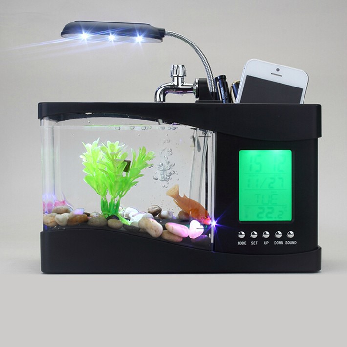 Father S Day Gift Usb Desktop Fish Tank Aquarium With Led Light