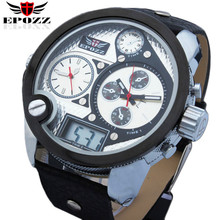 Brand EPOZZ Men Large Dial Oulm Watch Casual Male Clock Imported Quartz Watch Waterproof 30M relogio masculino 2305