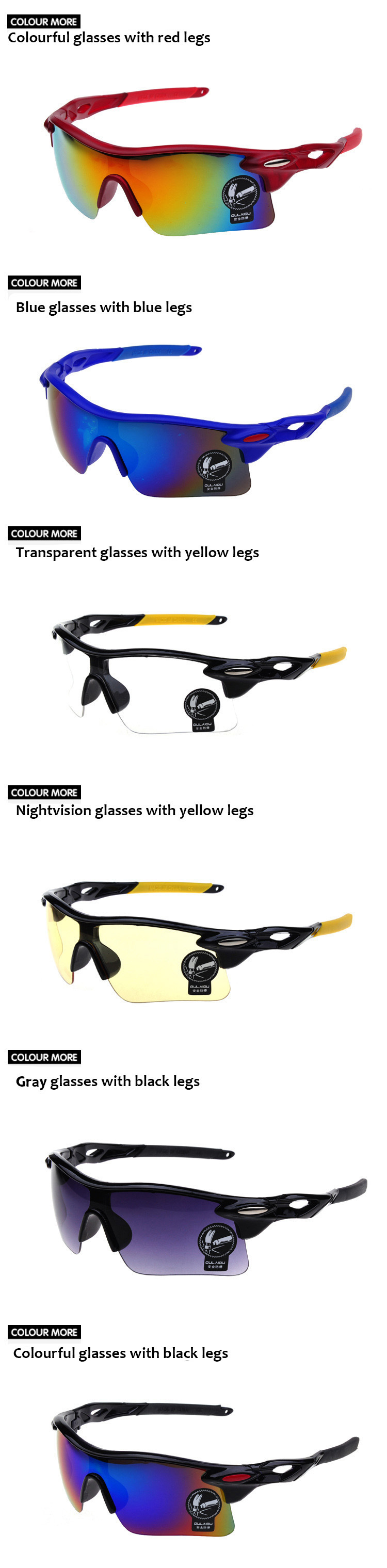 7 2014 Fashion Hot Men Women Sunglasses Unisex Dazzle Colour Cycling Bicycle Bike Sports Fishing Driving Skiing Sunglasses Oculos