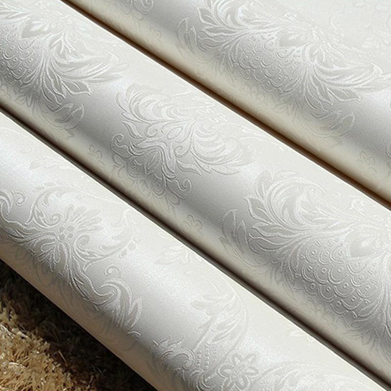 Background wall wallpaper damask PVC embossed white wallpaper Roll wall paper Home Decor for living room Bedroom papel de parede