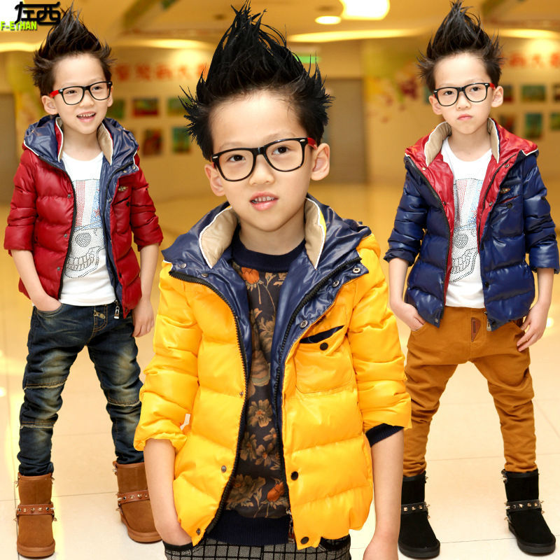 Free shipping winter new fashion Boy with thick cotton-padded jacket cotton-padded jacket and cap cotton-padded clothes coat