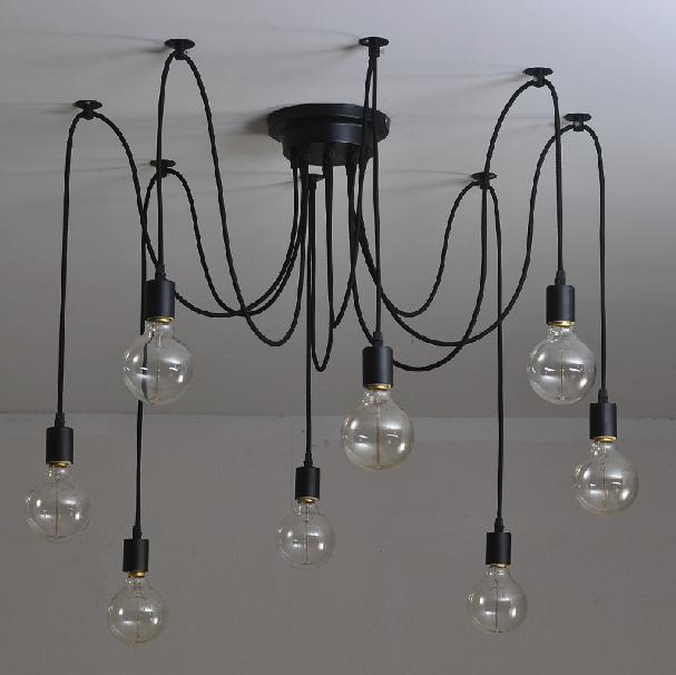  Edison Design Pendant Light Edison Vintage Spider Chandelier pedant Lamp, Edison Chandeliers American Style Led Bulbs