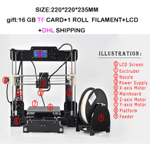 2016 Upgraded Quality High Precision Reprap Prusa i3 DIY 3d Printer kit with 1 Roll Filament+ LCD +16GB TF card+DHL Shipning