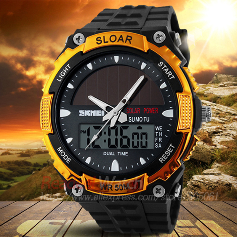 2016 Men Sports Watches SKMEI SOLAR POWER LED Digital Quartz Watch 5ATM Waterproof Outdoor Dress Solar Watches Military Watch 2016 Men Sports Watches SKMEI SOLAR POWER LED Digital Quartz Watch 5ATM Waterproof Outdoor Dress Solar Watches Military Watch