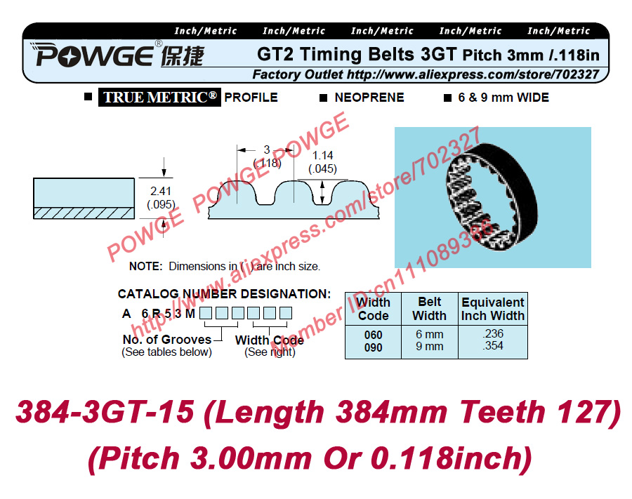 Buy 30pcs/lot 3GT Timing belt 384 3GT 15 Length 384mm