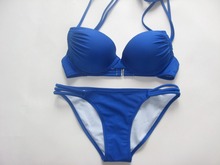 2015 halter top 2Pcs New hot swim bikinis set Bandeau Top Bottom Push Up Sexy women