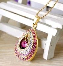 Crystal Metal tears Bohemian necklace jewelry Model USB 2.0 Flash Memory Stick Pen Drive 2GB 4GB 8GB 16GB 32GB LU129