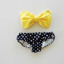 2015 Fashion Push Up Bikini Women Swimsuit Sexy Bathing Suit Swimwear Bowtie Bandeau Bikini Set