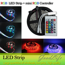 RGB LED Strip 3528 Set and RGB LED Strip 5050  Set, DC12V 60LED/m 5M/Lot, RGB Strip + Controller, Free shipping!