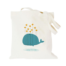 2016 Dolphin Whale Canvas Cotton Tote Bags / Eco Women Shoulder Handbags Shopping Tote 37*40 cm bolsa compra einkaufstasche
