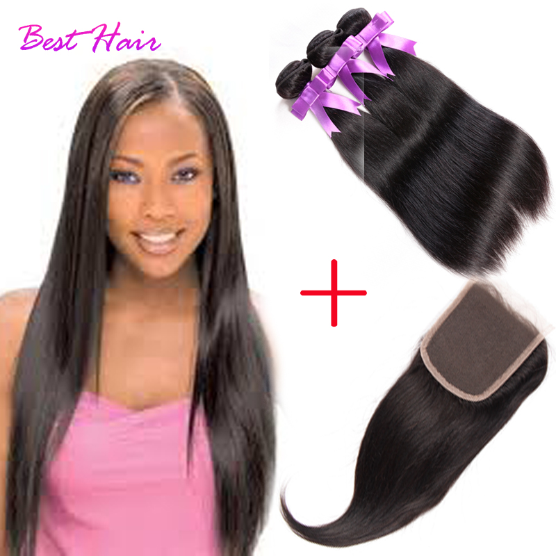 Peruvian Virgin Hair Straight With Closure Peruvian Straight Hair Lace Closure 3 Bundles With Closure Human Hair With Closure