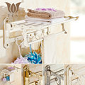 White Antique Bronze Copper Foldable Towel Rack Continental Bathroom Accessories Sanitary Wares Towel Bar Towel Shelf