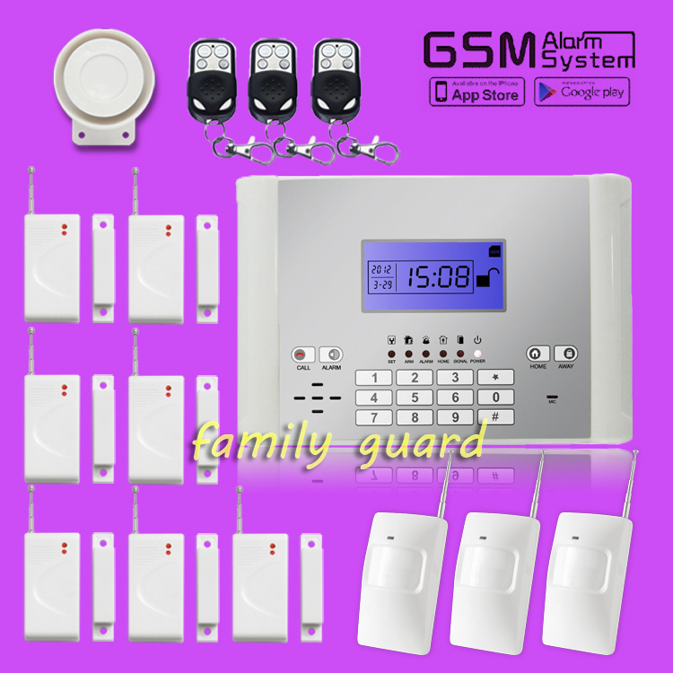 Free Shipping!M2C GSM SMS Home Alarm System 6 wired 99 Wireless Defense Zones Long Distance Control 7 Door 3 PIR window sensor