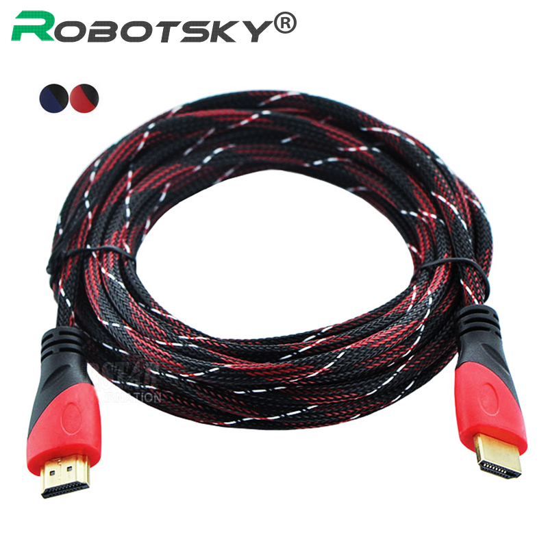 Высокоскоростной Кабель HDMI Позолоченные Соединения HDMI к кабелю hdmi с Красным, черно-белая сетка 1080 P, 1 м, 1.5 м, 1.8 м, 3 м, 5 м, 10 м