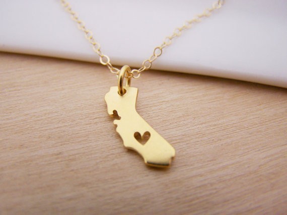 10pcs/lot wholesale CA State Necklace With A Heart California State Charm Necklace CA State Shaped Necklace for Women N189