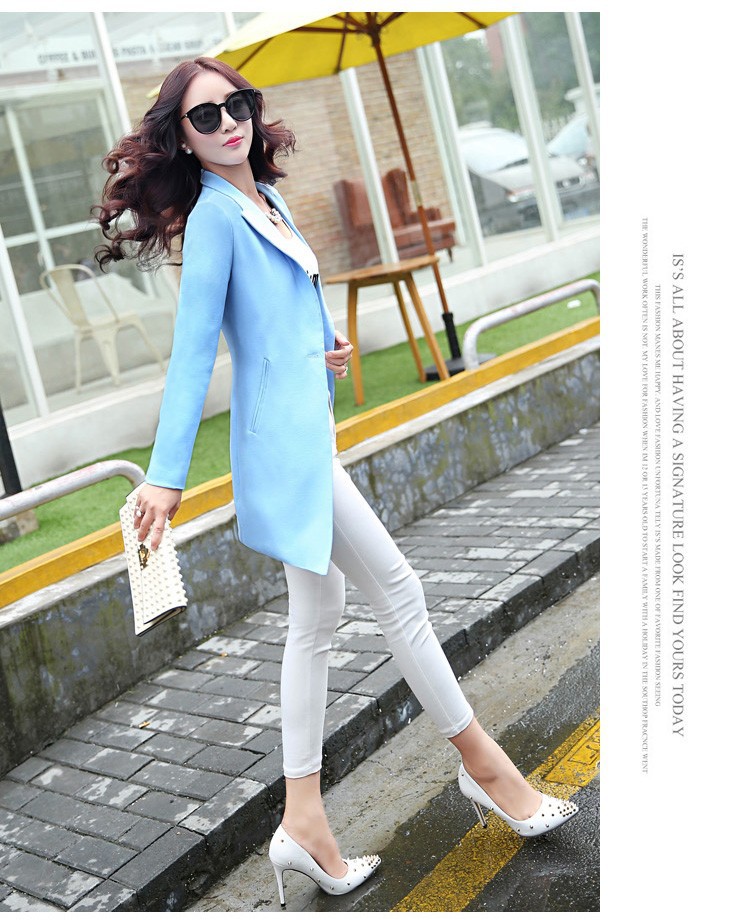 Business Casual Bright Color Blazer Women Long Jackets Ladies Silm Blazers Long Sleeve Orange Blue Pink Black Jacket Female cccc