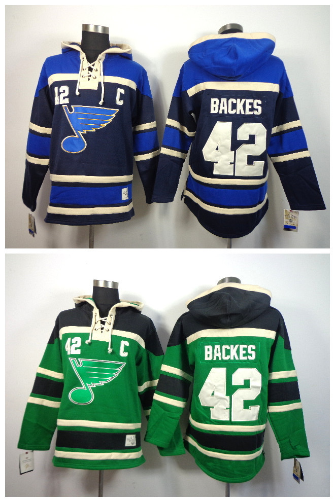 Men&#39;s Old Time Hockey Jerseys Cheap St. Louis Blues #42 David Backes Jersey Fleece Hoodie Jersey ...