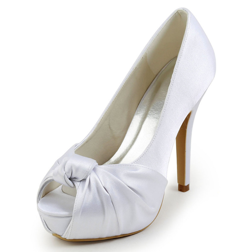 2013 Elegant Woman Shoes EP2071-IP White Ivory Peep Toe Platform 11.4cm Kot Satin Wedding Stiletto Heel Platform Pumps