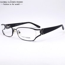High Quality Black Women/Lady/Female Stainless Steel Frame Fahion With Shining Diamond and Cristal pin Eyeglasses MGRM00386C5
