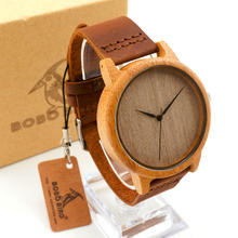 2016 Men’s Bamboo Wooden Wristwatches With Genuine Cowhide Leather Band Luxury Wood Watches for Men as Gifts Item