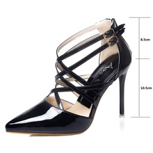 2016 new black red golden silvery women sexy pumps lady fashion pointed toe thin high heels