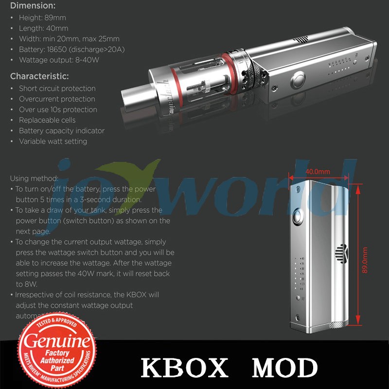 2 Original Kangertech K Box Mod 40w Kanger Kbox Mod Fit For Kanger Subtank E Cig Variable Wattage Mod Subtank Mini Nano Atomizer