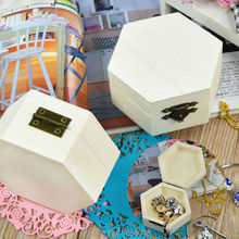Children Kid Baby Wooden Crafts Toys Wood Jewelry Box Polygon Shape DIY Mud Base Art Decor