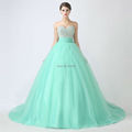 Real Photos Beautiful Beading Mint Court Train Quinceanera Dresses 2016 Ball Gown Girls Party Dresses vestidos