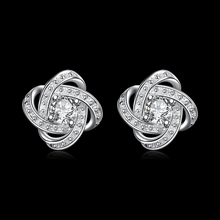 Geometric Design Stud Earring TIF CH TS Cleef Trendy Style Silver Plated & Zirconia Jewelry Accessories For Women Girls MK374