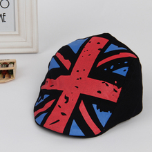Boy Girl Kids Hat British Flag Beret Children Cap Tartan Design Children Headdress 2-6Y