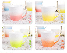 A creative gradient relief Qi simple and stylish gift ceramic cups milk coffee mug