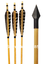 10x bow and arrow hunting arrow 31″ wooden shaft 8.2mm shaft diameter phesant turkey feather A-805E arrow broadhead
