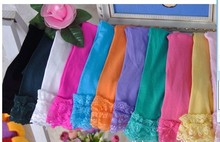Top New girls velvet short baby girl candy color lace leggings 12 colors for 2 9