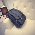 Solid Color Fashion Belt Buckle Backpack Women Trendy Plain Concise Backpack Preppy Style Casual Waterproof Nylon