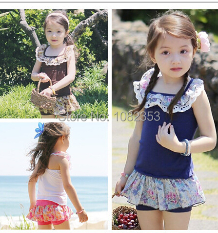 free shipping 2015 new design hot sale on promotion girls swim dress cotton elegant princess swim wear children cute swim dress