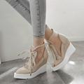 High Wedge Sandals Lace Up Sandals Vintage Cut out Mesh Platform Sandals Elegant Thick Sole Pointed