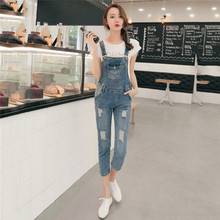 Daisy & Na Women Cowboy Overalls Jeans Troueser Hole Rompers Denim Jumpsuits Ninth Pants 063