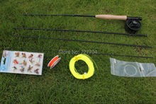 Free shipping fly fishing rod suit 100% carbon 2.7m 5/6# rod fishing reel and line and lure