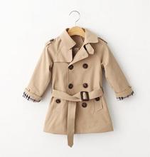 2015 UK wind  double-breasted casual children out coat Jacket high quality cotton girls boys classical solid-colored windbreaker