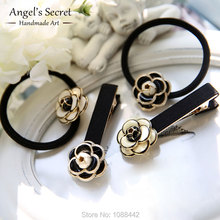 Elegant Brand Camellia Cc Hair Clip Flowers Elastic Hair Bands Women Barrette Cute Kids Hair Accessories Floral Baby Headband
