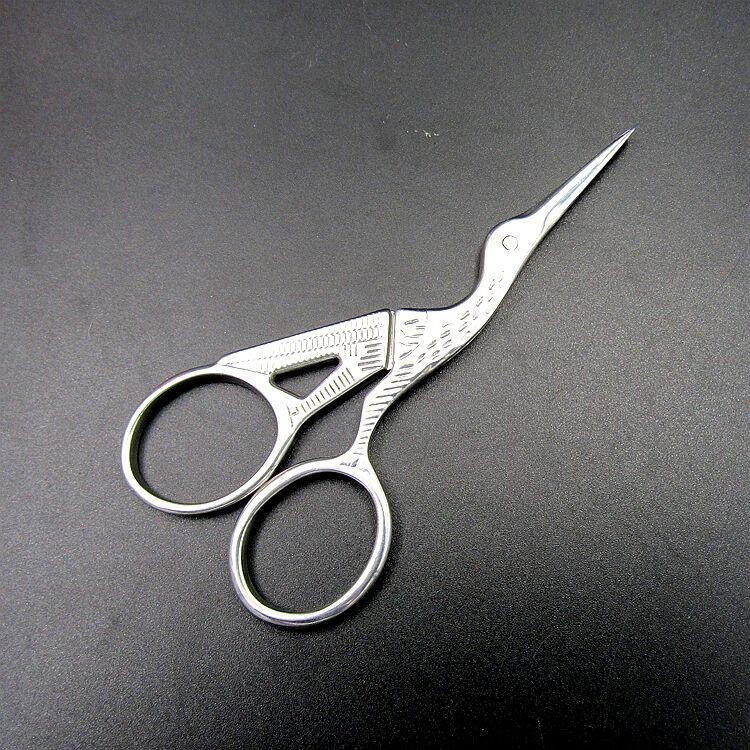 Description Picture 3 of itemGold & Silver Vintage Embroidery Scissors Stork Cross-Stitch Clipper Craft Dressmaker Shears For DIY Fabric Sewing Accessories