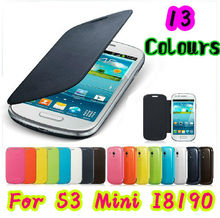 For Samsung Galaxy S 3 S3 SIII Mini i8190 8190 Flip Leather Back Cover Case Original Battery Housing Cases Protector Holster