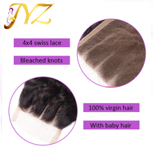 Brazilian Body Wave Closure 4x4 Virgin Human Hair Closure With Bleached Knots Grade 6A Lace Closure