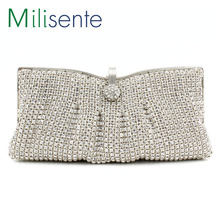Milisente 2015 High Class Middle East Rhinestone Clutch Purse Silver Crystal Evening Bags