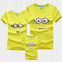 2015 New Summer Family Clothes For Mother And Daughter Cartoon Big Eyes Baby Boys Girls T