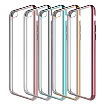 For Iphone 6 6S 4.7 Clear Case Luxury Metal Frame + TPU Armor Case For Iphone 6 6S Plus 5.5 Transparent Flexible Soft Cover