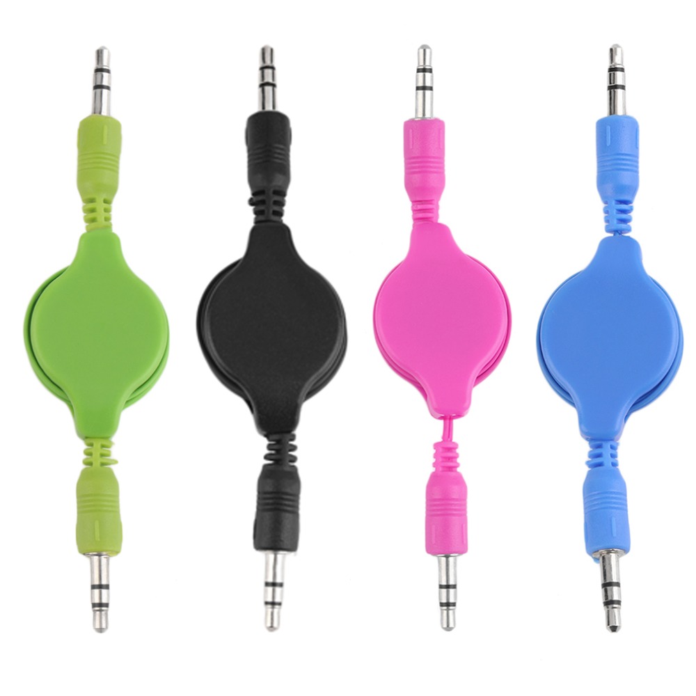Colorful Retractable Aux Cable 3.5mm Male to Male Auxiliary Stereo Jack Car Audio Cable Cord For iPod iPhone Sumsung Mp3 Mp4 MP5